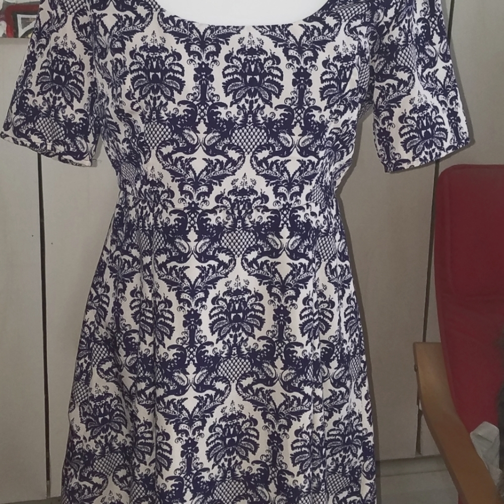 Alya Navy & Cream Mini Dress - Size Medium